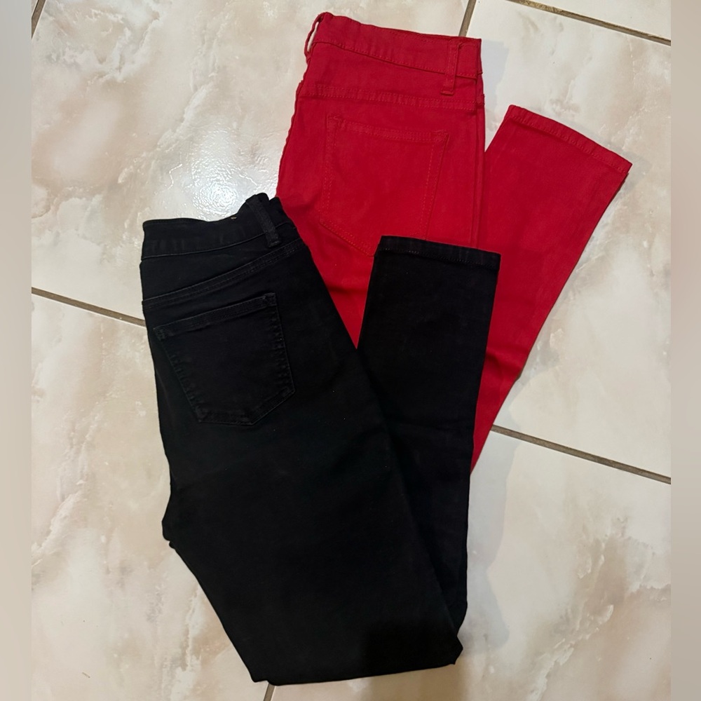 Stylish Red and Black Women's Jeans